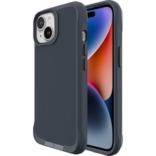 Bix iPhone 14 Plus / 15 Plus Vortex Magsafe Kılıf Stand Özellikli 3x Korumalı Mikro Fiber Iç Yüzey Gri Mavi