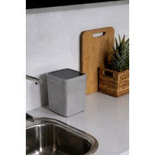 Sas Haus Lines Çöp Kovası Mutfak Banyo Tezgah Üstü Taşıma Kulplu Çöp Kovası 5 Llitre Gri  3068