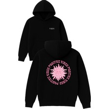 Vsrn Positive Vıbes Tasarım Baskılı Oversize Siyah Kapüşonlu Sweatshirt