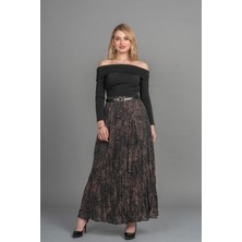 MissVina Kraş Beli Lastikli ve Kemerli Astarlı Etek 6851