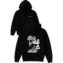Vsrn Anime Poster Tasarım Baskılı Oversize Siyah Kapüşonlu Sweatshirt