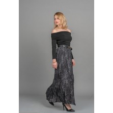 MissVina Kraş Beli Lastikli ve Kemerli Astarlı Etek 6851