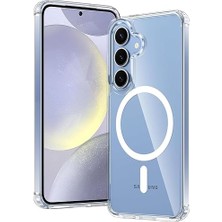 Lopard Samsung Galaxy S25 Fe Saydam Kılıf Kablosuz Şarj Özellikli Şeffaf Sert Pc Embos Kapak