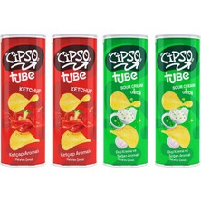 Cipso Tube Ketçap Aromalı ve Ekşi Kremalı Cips 160 gr 4 Lü Karma Paket