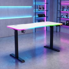 Karr Gaming G-Flex Elektrikli Yükseklik Ayarlı Rgb Aydınlatmalı Oyuncu Masası - 140X60 - Beyaz