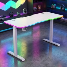 Karr Gaming G-Flex Elektrikli Yükseklik Ayarlı Rgb Aydınlatmalı Oyuncu Masası - 160X80 - Beyaz
