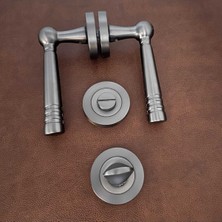 Koldoor Osmanlı Mat Skoç Füme Yuvarlak Rozetli Wc Banyo Kapı Kolu 1 Takım