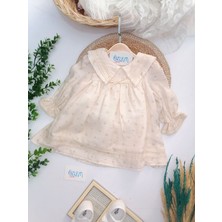Wondress Yonca Desen Biye Yaka Müslin Elbise Taş - 24 Ay