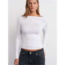 Dilvin 31213 Kayık Yaka Uzun Kollu Top