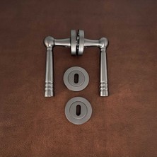 Koldoor Osmanlı Mat Skoç Füme Yuvarlak Rozetli Oda Kapı Kolu 2 Takım