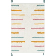 Akbel Halı Cotton Boon XW CBN 03 Çok Renkli - Yıkanabilir Kaymaz Naturel Pamuk Bebek Halısı