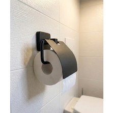 Emfa Aksesuar Siyah Kapaklı Tuvalet Kağıtlığı - Premium Siyah Kapaklı Tuvalet Kağıtlık %100 Pirinç Paslanmaz