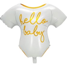 Bal10 Dünyası Hello Baby Beyaz Gold Elbise Folyo Balon