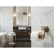 Emfa Aksesuar Banyo Tuvalet Kağıtlığı Pirinç Materyal - Rustik Tuvalet Kağıtlık Eskitme Gold- Antik Gold