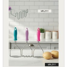 Verona Renkli Plastik Saplı Paslanmaz Metal Zikzak Patates Ezici