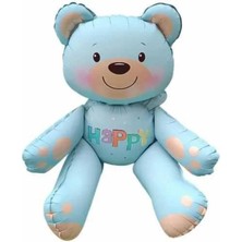 Bal10 Dünyası Oturan Ayı Folyo Balon Mavi