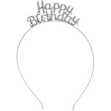 Best Parti Happy Bırthday Yazılı Gümüş Renk Metal Taç