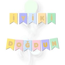 Best Parti Happy Bırthday Makaron Gold Renk Zigzag Banner