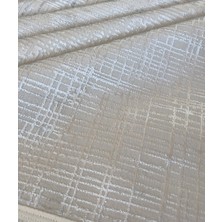 Elvey Home Krem Açık Gri Saten Bambu Ince Sık Dokuma Parlak Yüzey Kaymaz Özel Ölçü Salon Koridor Halı Yolluk