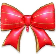 Bal10 Dünyası Kırmızı Gold Çizgili Kurdela Şekilli Folyo Balon