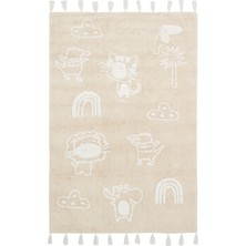 Akbel Halı Cotton Boon CBN 16 Bej - Yıkanabilir Kaymaz Naturel Pamuk Bebek Halısı