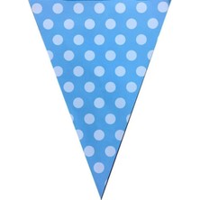 Rönesans Parti Mavi Beyaz Puanlı Üçgen Flama