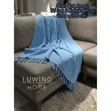 Luwino Home Koltuk Örtüsü , Tv Şalı , Throw ,yatak Örtüsü , Çok Amaçlı Örtü , Mavi Renk 180X200 cm