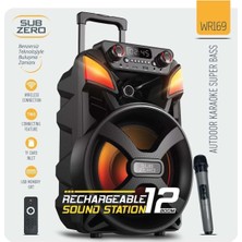 Subzero WR170 12″×2 100W Bluetooth Müzik Kutusu | 2 Kablosuz Mikrofon & Kumandalı Rgb Işıklar