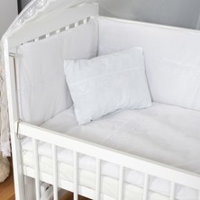 Bamgidoo 60 x 120 %100 Pamuk Bebek Uyku Seti Takımı 8 Parça - Beyaz Güpürlü