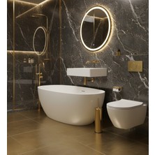 Emfa Aksesuar Gold Tuvalet Fırçası - Altın Tuvalet Fırçası - Metal Gold Banyo Fırçası