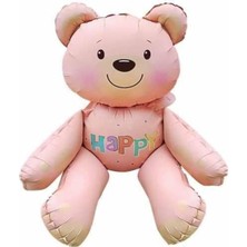 Bal10 Dünyası Oturan Ayı Folyo Balon Pembe