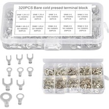 Hatfon Elektronik Kablo Pabuç ve Terminal Seti Izolesiz 320 Adet 10 Çeşit (Hakla ve Çatal Tip) Şeffaf Çantada