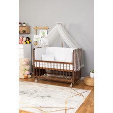 Bamgidoo 60 x 120 %100 Pamuk Bebek Uyku Seti Takımı 8 Parça - Ekru Güpürlü (BEŞİK DAHİL DEĞİLDİR)