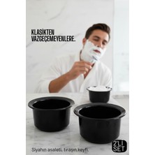 Transformacion Profesyonel Siyah Tıraş Tası 2 li SET - Berber Tipi Ergonomik Sabun Köpürtme Kabı - 719653