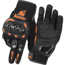 Schulzz Karztec Tam Korumalı Uzun Kemik ve Avuç Içi Korumalı Rüzgar Geçirmez Motosiklet Eldiveni Turuncu