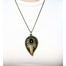 Esha Doğal Taş Oniks Doğal Taşlı Yaprak Desen Kadın Doğal Taş Otantik Uzun Kolye EUK9O