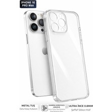 Tech&bello accessories Iphon 17 Şeffaf Kılıf Ultra Ince 0.8mm Metal Tuşlu Kamera Koruma Katmanlı Kapak