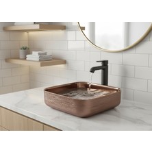Emfa Aksesuar Bakır Renk Tezgah Üstü Çanak Lavabo 38,5X38,5X14 - Rose Gold Lavabo Taşı