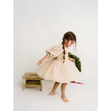 Butik Kız Çocuk Peluş Detaylı Fiyonklu Özel Tasarım Elbise Özel Gün Elbisesi - Doğumgünü - Düğün