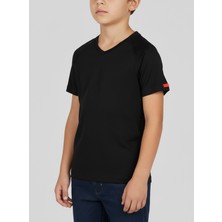 Blackspade Çocuk Termal Tişört 2. Seviye Siyah V Yaka Kısa Kol Erkek Çocuk İçlik