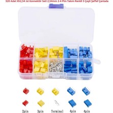 Hatfon 320 Adet Xh2,54 Jst Konnektör Seti 2,54MM 2-4 Pim Takım Renkli 3 Çeşit Şeffaf Çantada