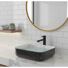 Emfa Aksesuar Siyah Desenli Tezgahüstü Premium Çanak Lavabo 50X40X13,5 - Desenli Tezgahüstü Lavabo Taşı