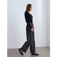 Dilvin 72116 Fitilli Kadife Pantolon-Siyah