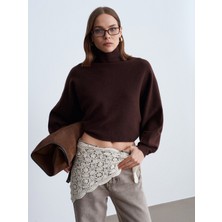 Dilvin 10849 Dik Yaka Yarasa Kol Kazak-Kahve