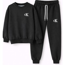 Kr Kids Butik Erkek Çocuk Siyah Eşofman Takımı – Sweatshirt & Jogger Alt – Günlük Spor Takım