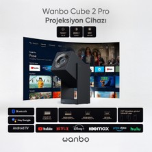 Wanbo Cube 2 Pro 1080p Full HD Projeksiyon Cihazı LED Işık Kaynağı ile 500 Ansilümen Parlaklık