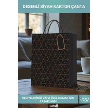 Letsii Desenli Siyah Küçük Boy Hediye Karton Çanta