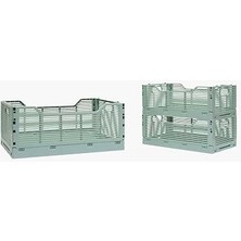 Storemax 1l+2m Katlanabilir Çok Amaçlı Taşıma Kasaları Saklama Kutusu, Plastik Istiflenebilir, Yatak Odası Ofis Banyo Tuvalet Malzemeleri Kozmetik Için (Açık Yeşil)