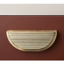 224 Mm Antik Rengi Line/Çizgili Kulp Tek Adet Yarım - Ssy9076 0224 Abm