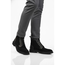 Ayakmod Siyah Süet Hakiki Deri Bağcıklı Erkek Bot Po 2439 M